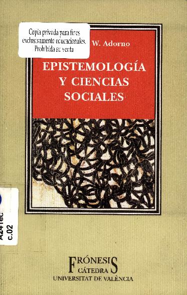 ADORNO, Theodor - Epistemologia y ciencias sociales.PDF