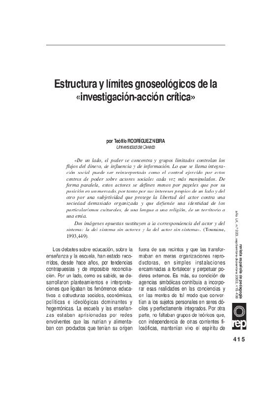 ESTRUCTURA Y LIMITES GNOSEOLOGICOS DE INVESTIGACION-ACCION CRITICA Rodriguez.pdf ESTRUCTURA Y LIMITES GNOSEOLOGICOS DE INVESTIGACION-ACCION CRITICA Rodriguez.pdf