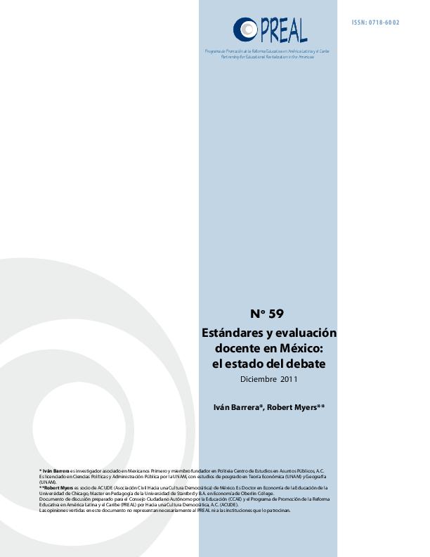 Iván Barrera. (2011) ESTÁNDARES Y EVALUACIÓN DOCENTE EN MÉXICO - EL ESTADO DEL DEBATE.pdf