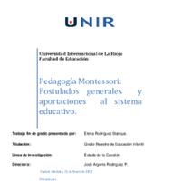 08. Pedagogía Montessori, Postulados generales y aportaciones al sistema educativo Autor Elena Rodríguez Blanque.pdf